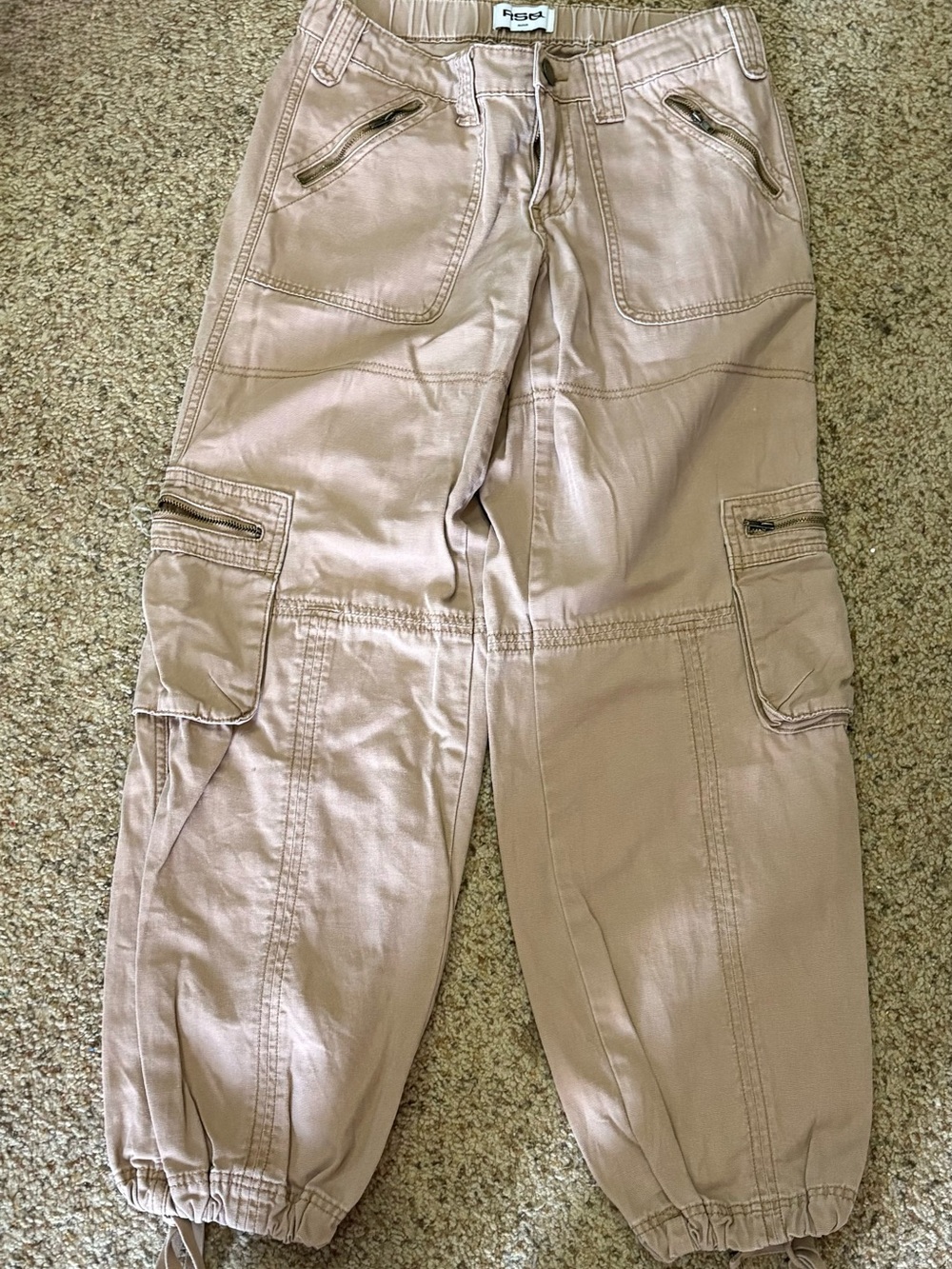 RSQ Men's Tan Cargo Joggers with Zippered Pockets